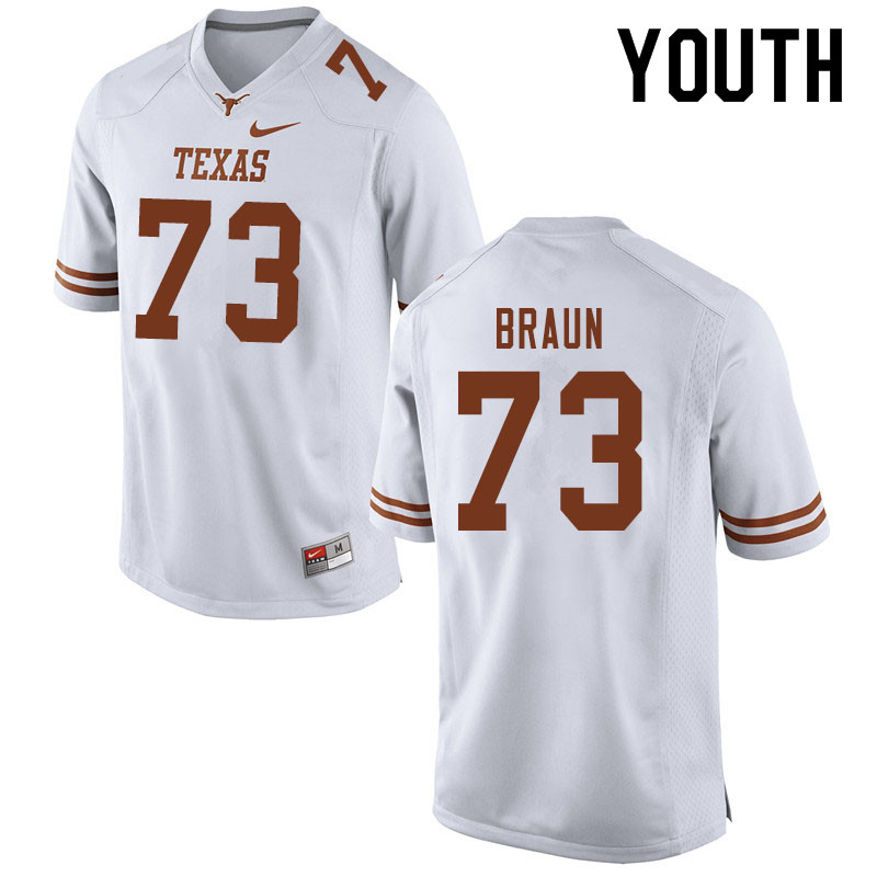 Youth #73 Parker Braun Texas Longhorns College Football Jerseys Sale-White